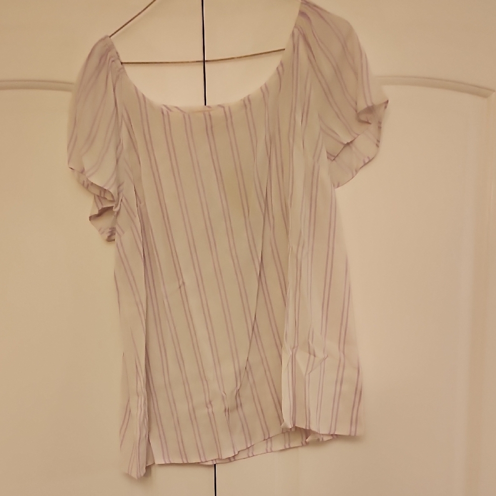 Michael Kors White and Purple Striped Blouse
